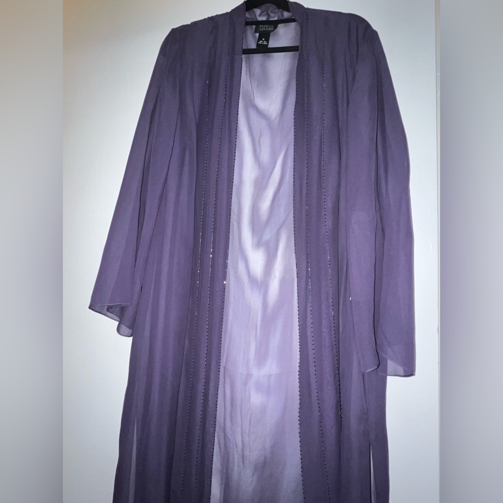 SILK Kimono Cardigan, iridescent beading,Lavender